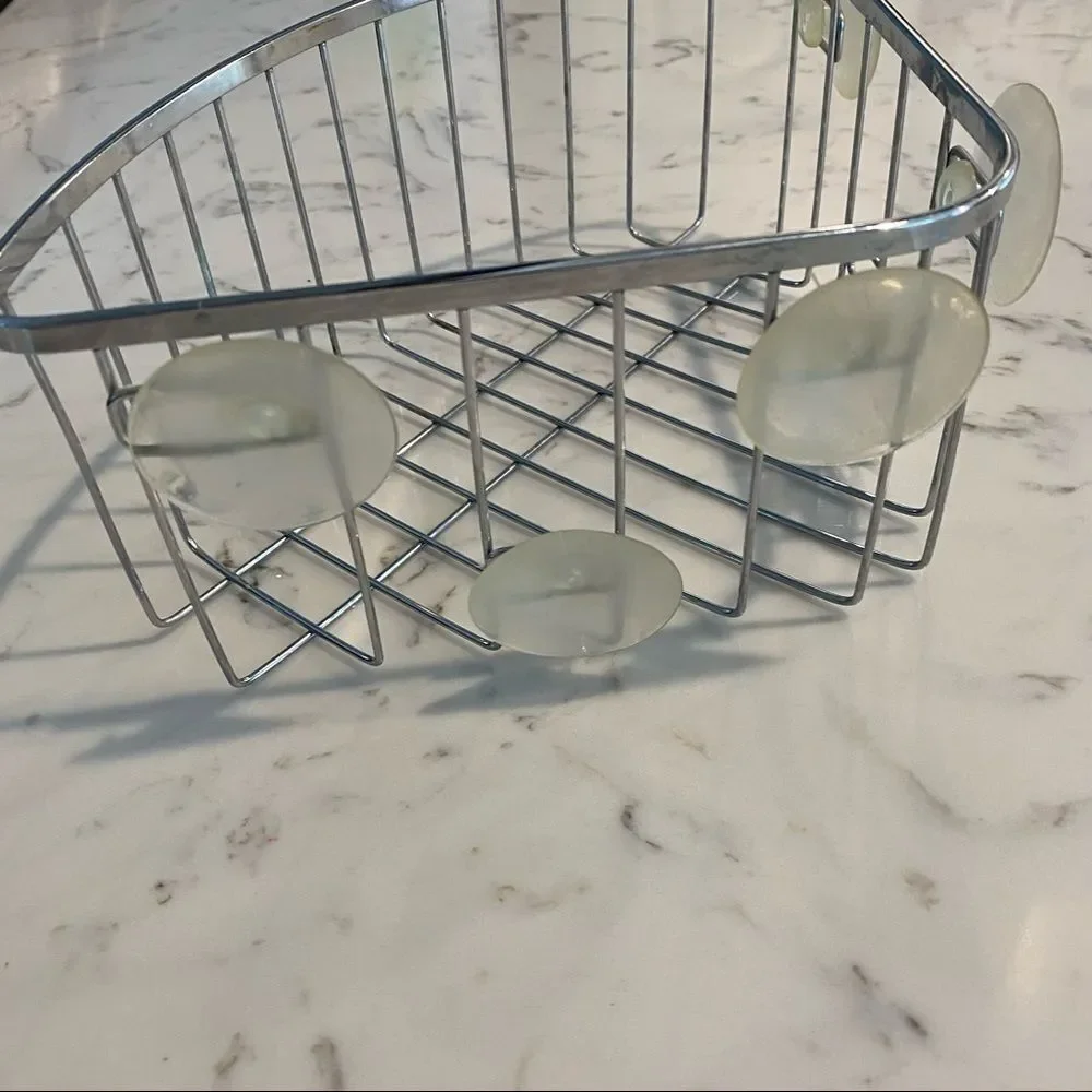 SMALL/MEDIUM Corner Shower Silver Basket